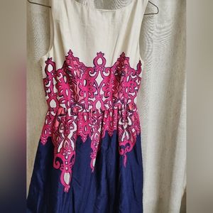 Lily Pulitzer Dress Pink White and Navy Pattern Size 4